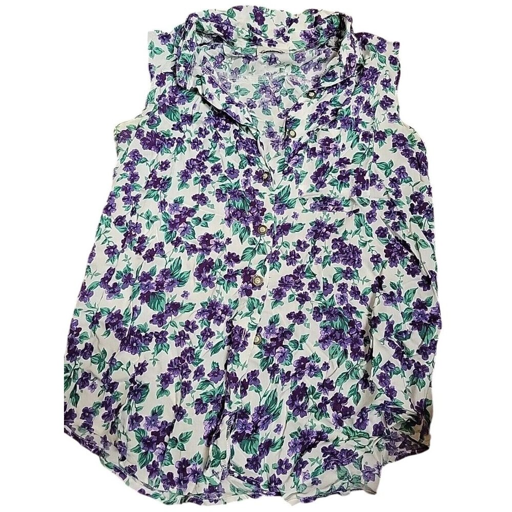 Separate Issue Buttondown Sleeveless Blouse 18W Pocket Back Yoke Shirtail Violet